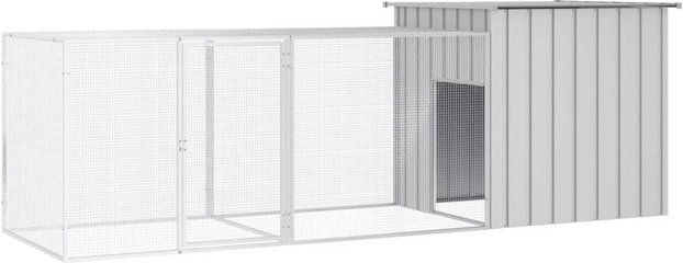 Produktbild von furnicato Kleintierstall Hühnerkäfig Grau 300x91x100 cm Verzinkter Stahl