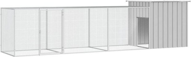 Produktbild von furnicato Kleintierstall Hühnerkäfig Grau 400x91x100 cm Verzinkter Stahl
