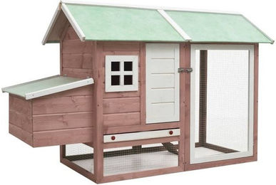 Produktbild von furnicato Kleintierstall Hühnerkäfig Mokka 170x81x110 cm Massivholz Kiefer & Tanne