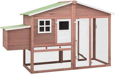 Produktbild von furnicato Kleintierstall Hühnerstall mit Legenest Mokkabraun und Weiß Tanne Massivholz