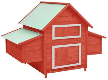Produktbild von furnicato Kleintierstall Hühnerstall Rot und Weiß 150x96x110 cm Massivholz Tanne