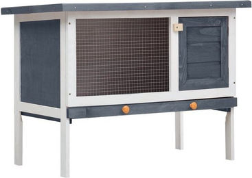 Produktbild von furnicato Kleintierstall Kaninchenstall 1 Ebene Grau Holz