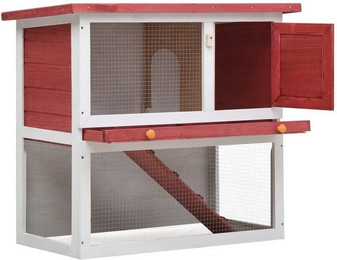 Produktbild von furnicato Kleintierstall Kaninchenstall 1 Tür Rot Holz