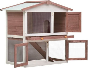 Produktbild von furnicato Kleintierstall Kaninchenstall 3 Türen Braun Holz