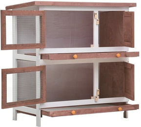 Produktbild von furnicato Kleintierstall Kaninchenstall 4 Türen Braun Holz