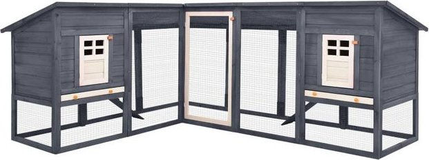 Produktbild von furnicato Kleintierstall Kaninchenstall mit Freilauf Grau und Weiß Tanne Massivholz