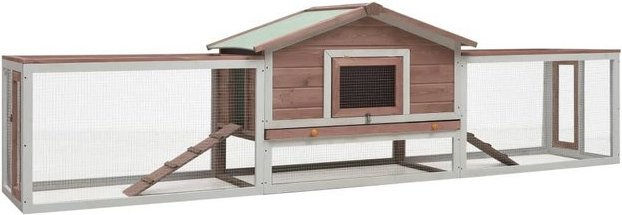 Produktbild von furnicato Kleintierstall Kaninchenstall Mokka 310x70x87 cm Massivholz