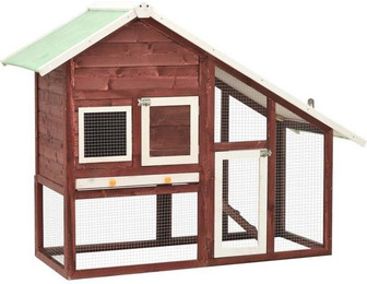 Produktbild von furnicato Kleintierstall Kaninchenstall Mokka und Weiß 140x63x120 cm Tanne Massivholz