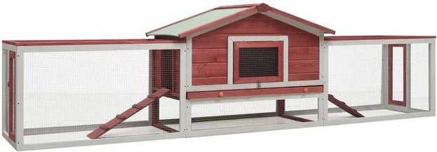 Produktbild von furnicato Kleintierstall Kaninchenstall Rot 310x70x87 cm Kiefer & Tanne Massivholz