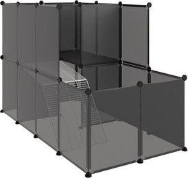Produktbild von furnicato Kleintierstall Kleintierkäfig Schwarz 142x74x93 cm PP und Stahl