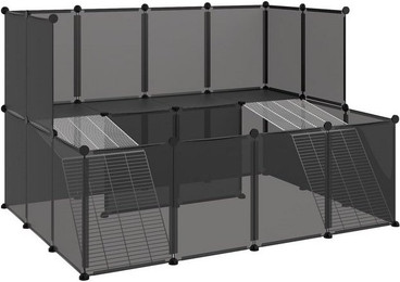 Produktbild von furnicato Kleintierstall Kleintierkäfig Schwarz 143x107x93 cm PP und Stahl