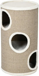 furnicato Kratzbaum Katzen Kratztonne, Ø38x70 cm, Sisal, Plüsch, Braun – Bild 1 von 5