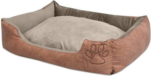 Produktbild von furnicato Tierbett Hundebett mit Kissen PU Kunstleder Größe L Beige