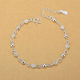 Produktbild von Fußkettchen aus echtem Silber, 925, modischer Silberschmuck, Hohlperlen, Fußkettchen für Frauen, Mädchen, Freund, Fuß, Barfuß, Bein, Schmuck, Geschenke