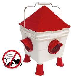 Futterautomat für Geflügel - Hühner Futterautomat eckig - 6 kg mit Füßen – Bild 1 von 8