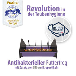 Produktbild von Futtertrog aus Kunststoff mit Fressgitter aus Metall - ANTIBAKTERIELL - 25 cm