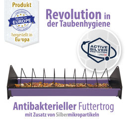 Produktbild von Futtertrog aus Kunststoff mit Fressgitter aus Metall - ANTIBAKTERIELL - 50 cm