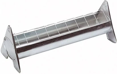 Produktbild von Futtertrog für Geflügel aus verzinktem Stahl mit beweglichem Gitter