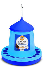 Produktbild von Futtertrog für Geflügel mit blau-transparentem Trichter - 4 kg