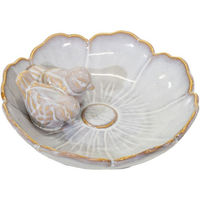 Produktbild von Fachhandel Plus Vogeltränke Fleur aus Keramik mit Deko-Vögeln in Perle Weiß 23 cm