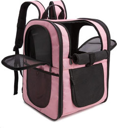 Faltbarer Haustier Rucksack als Tragetasche für Hunde und Katzen in Rosa bis 12kg – Bild 1 von 7