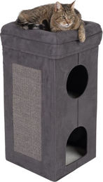 Produktbild von Faltbarer Kratzbaum Soft’n Scratchy für Katzen von zooplus in Dunkelgrau und Weiß mit Sisal
