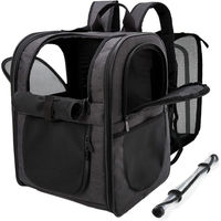 Produktbild von Faltbarer und erweiterbarer Haustierrucksack als Tragetasche für Katzen und Hunde aus Polyester in Schwarz und Silber