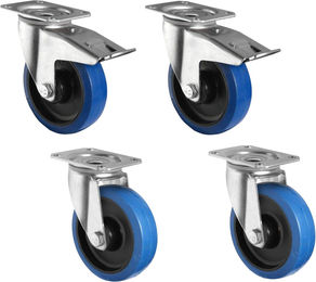 Famanu 4er Set Industrierollen mit blauen Rädern 200 mm für 1400 kg Gesamttragkraft – Bild 1 von 1