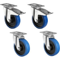 Produktbild von Famanu 4er Set Industrierollen mit blauen Rädern 200 mm für 1400 kg Gesamttragkraft