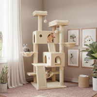 Produktbild von Famanu Katzenbaum 165 cm Beige mit Kratzsäulen und Plüschsitzen