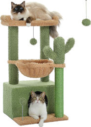 Famanu Katzenbaum in Kaktusform mit Hängematte und Katzenhaus in Grün mit Sisal für kleine bis mittelgroße Katzen – Bild 1 von 1