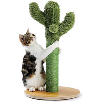 Produktbild von Famanu Katzenbaum Kratzbaum Cactus Design in Grün mit Hängematte und Katzenhaus aus Sisal
