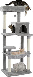 Famanu Katzenbaum Kratzbaum Grau mit Hängematte und Katzenhaus aus Sisal – Bild 1 von 1
