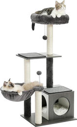 Famanu Katzenbaum Kratzbaum Grau mit Hängematte und Katzenhaus aus Sisal – Bild 1 von 1
