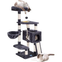 Produktbild von Famanu Katzenbaum Kratzbaum mit Hängematte und Katzenhaus aus Sisal in Grau