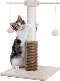 Famanu Katzenbaum Kratzbaum mit Hängematte und Katzenhaus in Beige aus Sisal – Bild 1 von 1