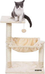 Famanu Katzenbaum Kratzbaum mit Hängematte und Katzenhaus in Beige mit Sisal – Bild 1 von 1