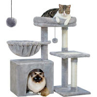 Produktbild von Famanu Katzenbaum mit Hangmatte und Kratzsäule aus Plüsch grau 73 cm