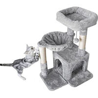 Produktbild von Famanu Katzenbaum mit Kratzsäule und Liegeplatz aus Plüsch und Sisal in Lichtgrau