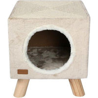 Produktbild von Famanu Katzenbaum mit Sisal Kratzsäule und Spielzeug aus Holz und Plüsch in Anthrazit Grau Beige