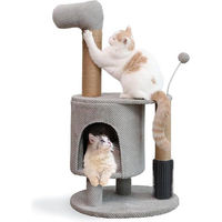 Produktbild von Famanu Katzenhaus Aktivitätszentrum mit Hängematte und Kratzsäule in Grau aus Holzspanplatte, Plüsch und Sisal für alle Altersstufen