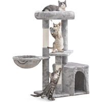 Produktbild von Famanu Katzenkratzbaum 87 cm mit Aussichtsplattform und Liegekuhle in Grau aus Plüsch und Sisal