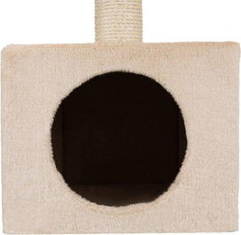 Famanu Katzenkratzbaum großer Kletterbaum mit Spielhaus aus Plüsch und Sisal in Beige – Bild 1 von 1