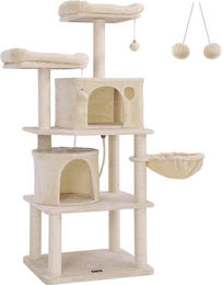 Famanu Katzenkratzbaum großer Kletterbaum mit Spielhaus und Sisal in Beige – Bild 1 von 1