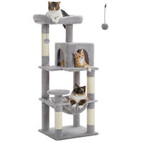 Produktbild von Famanu Katzenkratzbaum in Grau mit Hängematte und Plüsch 116 cm