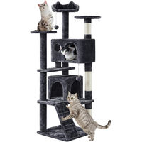 Produktbild von Famanu Katzenkratzbaum in Grau mit Plüsch und Sisal für kleine bis mittelgroße Katzen 158 cm