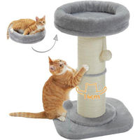 Produktbild von Famanu Katzenkratzbaum mit dicker Säule und abnehmbarem Plüschbett in Grau