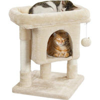 Produktbild von Famanu Katzenkratzbaum mit Höhle und Spielbaum für Kitten und kleine bis mittelgroße Katzen in Beige aus Plüsch und Sisal