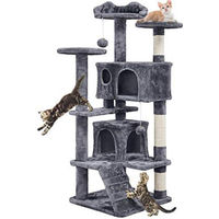 Produktbild von Famanu Katzenkratzbaum mit mehreren Plattformen und Sisal-Seil in Grau, 130 cm hoch