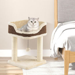 Famanu Katzenkratzbaum mit Plüschsitz und Sisalpfosten für kleine bis mittelgroße Katzen – Bild 1 von 2